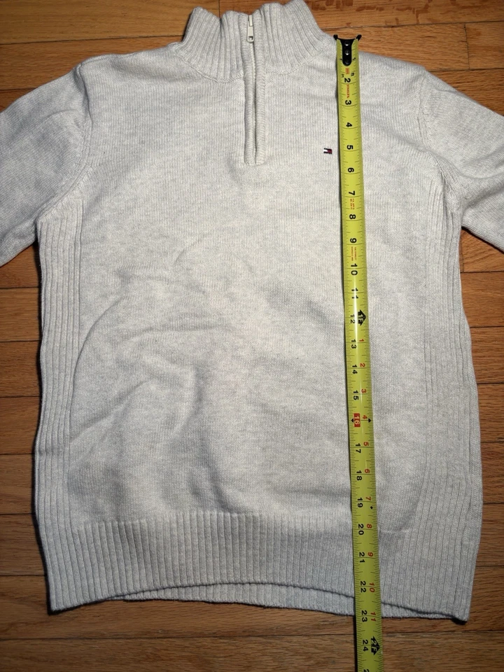 Suéter Tommy Hilfigure Juvenil Grande 16-18 Cuarto Cremallera Marfil Vintage 100% Algodón Foto 2 de 4