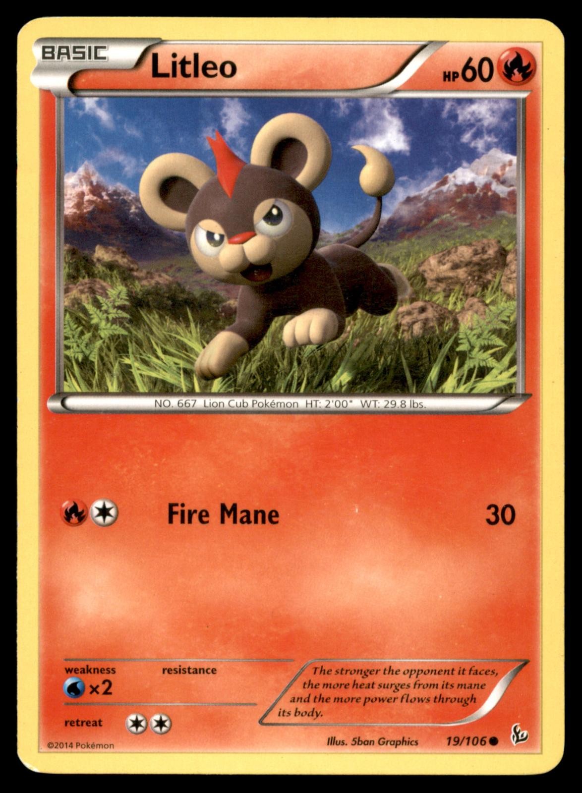 Litleo 19/106 Common Flashfire Pokemon Near Mint
