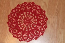 New Hand Crocheted Doily - red Christmas Valentine's