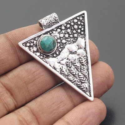 Smaragd Quarz Edelstein 925 Sterling Silber Handarbeit Anhänger Schmuck Geschenk für