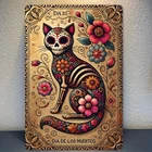 Vintage Day of the Dead Cat Wall Tin Metal Signs Home Décor 8x12,Mexican Sugar S