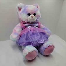 16" Build A Bear Cute Cat Ballerina Tutu Dress Stuffed Animal Plush Pink Purple