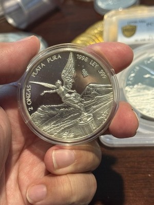 Mexico 1998-Mo 5 Ounce Libertad Silver PCGS PR 66! DCAM & 2 Oz