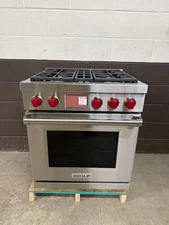 Wolf DF30450S/P - 30" Professional Dual Fuel Range 4 Burners Red Knobs