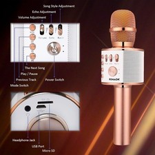 OPEN BOX Bonaok Portable Wireless Karaoke Microphone/Speaker Rose Gold READ ALL