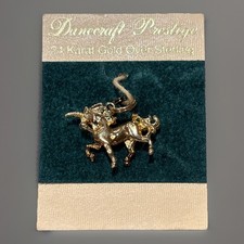 Danecraft 24kt Gold Over Sterling Vintage Unicorn Pendant Charm Gift 925