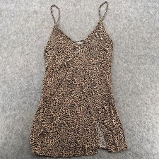 Reformation Marlowe Bengal Slip Dress Animal Print V Neck Side Slit Size M