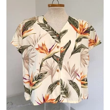 Vintage Paradise Found Hawaiian Tropical MEDIUM Resort Resortwear Top Vacation M