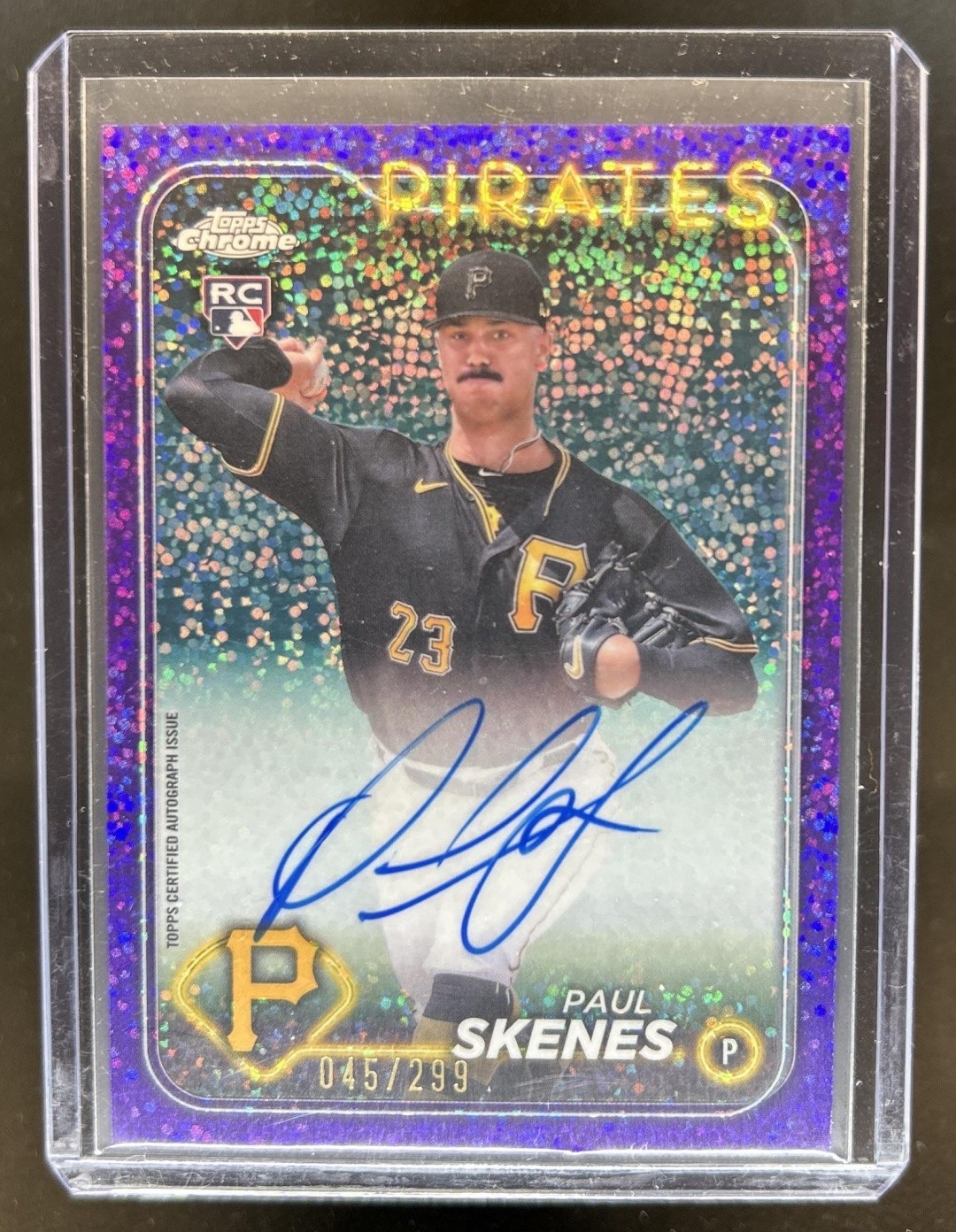 2024 Topps Chrome Update Paul Skenes Auto RC Purple Speckle Refractor #/299