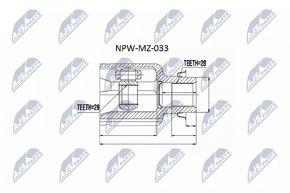 NTY CV Joint Axle Shaft NPW-MZ-033 For Mazda Differential Side 28 Teeth - Image 3