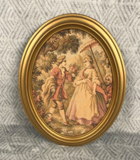 Ancien canevas Tapisserie cadre plastique ovale 23 cm x 28,5 cm