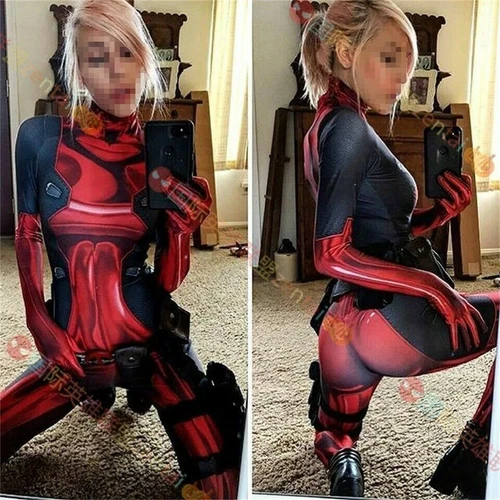Dama Deadpool Cosplay Mono Rojo Disfraz Halloween Adulto Niños - Imagen 2 de 5