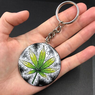 Toppa Stirante Con Foglia Di Marijuana 6.3 Cm - Ricamo Verde Per Abbigliamento E Accessori Hippie
