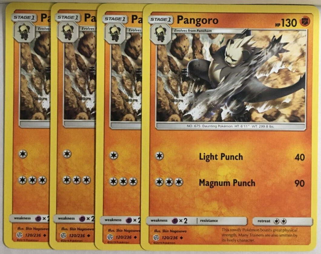 POKEMON 4X PANGORO 120/236 COSMIC ECLIPSE UNCOMMON NEAR MINT-PLAYSET