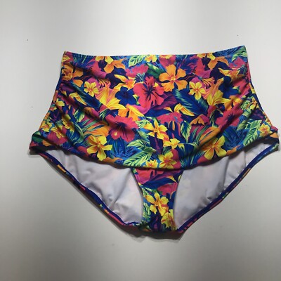 Cocoship Swim Bottom Womens Size 18 Colorful Floral High-Waist Tummy  Control