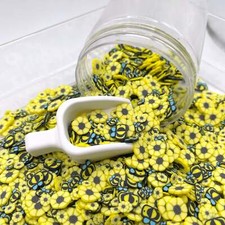 FAKE Sunflower Bee, Animal Floral Polymer Clay Sprinkle Mix NOT EDIBLE D5-29