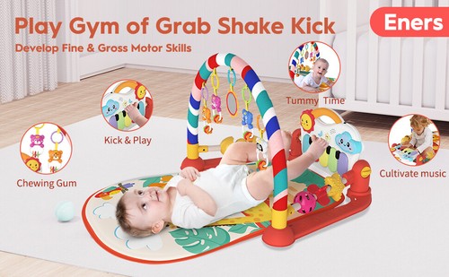 Baby Gym Play Mat Musical Activity Center - Baby Piano Tummy Time Padded Mat RED - Picture 8 of 9