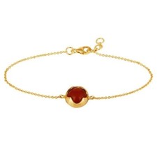 18K Gold Plated 925 Sterling Silver Red Onyx Gemstone Chain Bracelet Jewelry