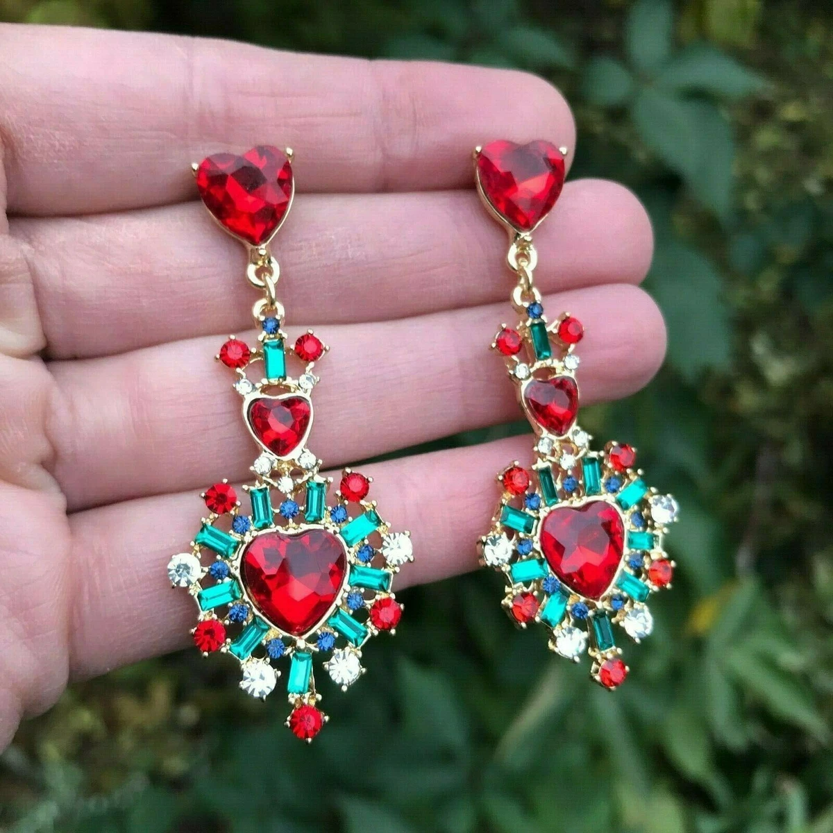 Rhinestone hotsell heart earrings