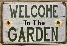 "Welcome to the Garden" Metal Wall Sign 12" x 8"