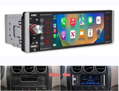 1 DIN 5.5'' Car Stereo Radio Carplay Touch Screen Bluetooth Multimedia Player USB