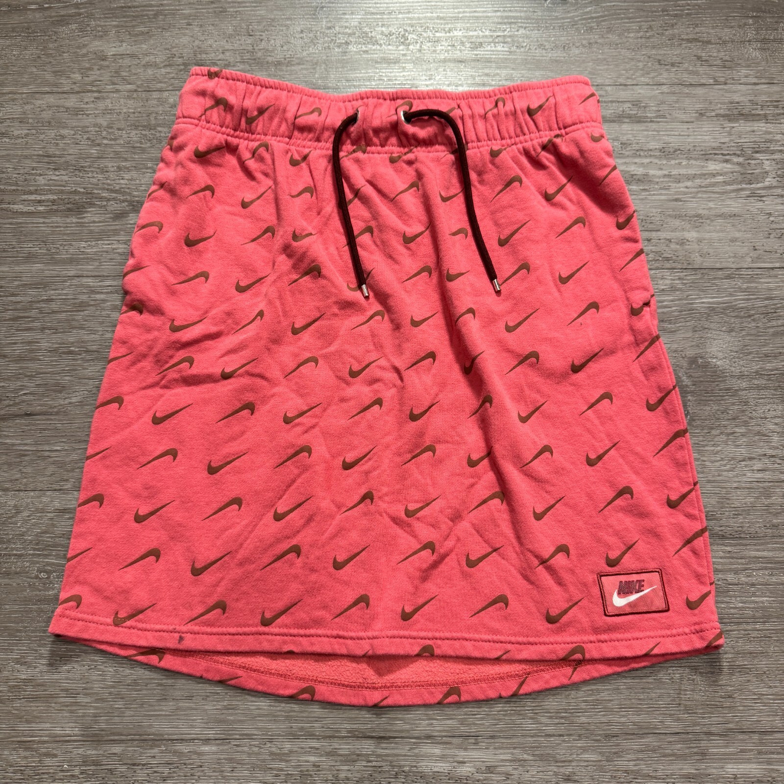 Nike Womens Medium Pink Check Fleece Tennis Skirt with Drawstring