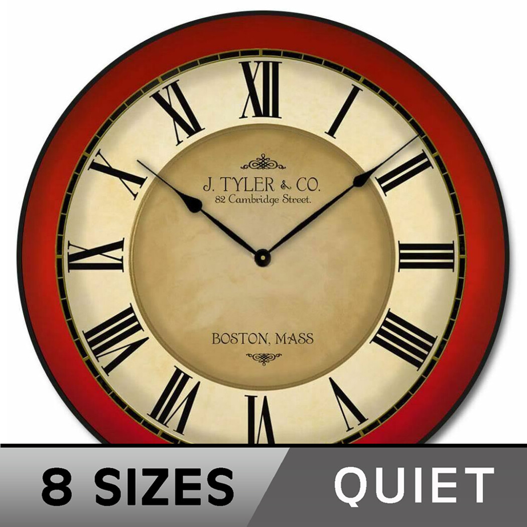 Galway Red Wall Clock, Ultra Quiet, Comes in 8 sizes, Lifetime Warranty