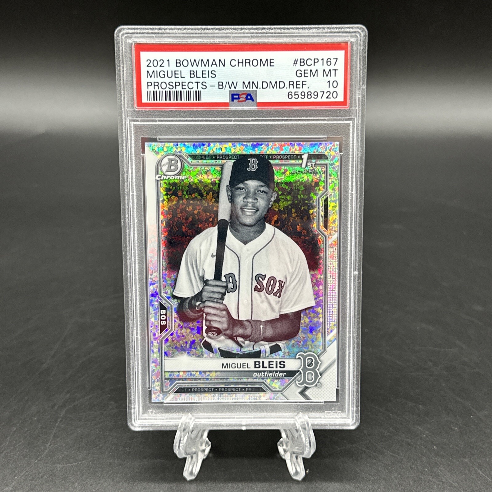 PSA 10 2021 Bowman Chrome 1st Black & White Mini Diamond MIGUEL BLEIS Lot5863