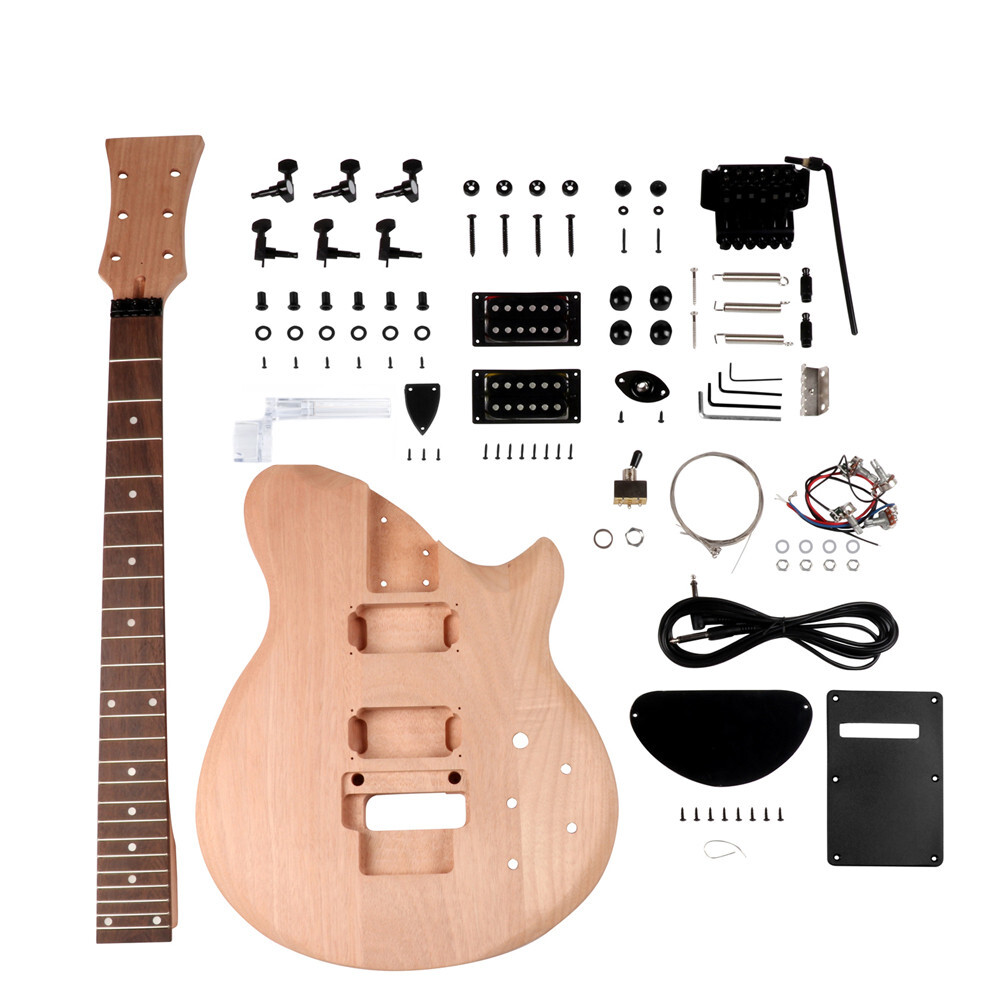 DIY Electric Guitar Beginner Kit Mahogany Body Maple Neck Rosewood Fingerboard