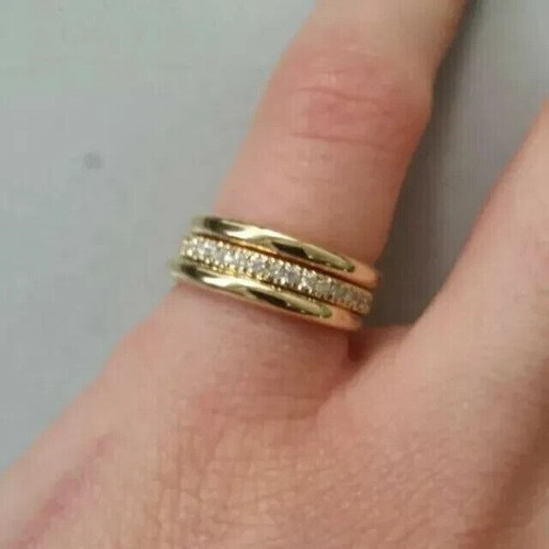 Moissanite Men's Round Cut Full Eternity Wedding Band 14K Yellow Gold Plated - Picture 6 of 10