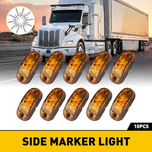 Truck Trailer RV 10PCS Oval LED Side Marker Lights 2.5" Amber Clearance Light C