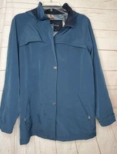 Nautica Blue Navy Removable Hood Rain Sailing Boat Graphic Lining Large Jacket