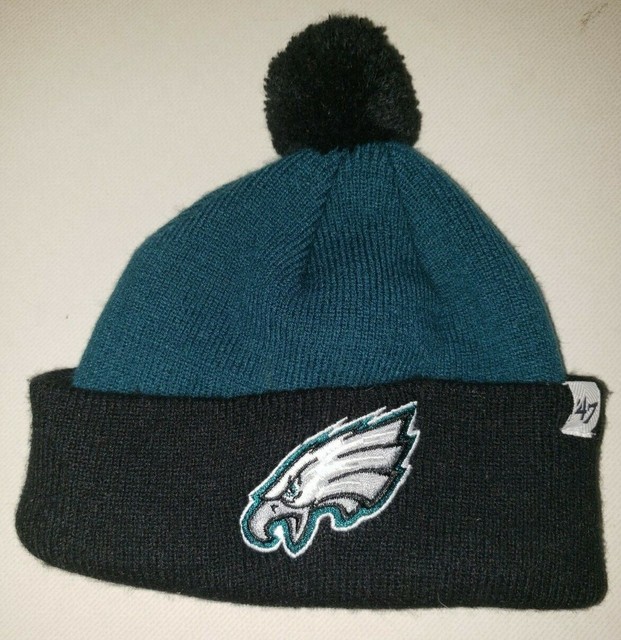 NEWBORN BOYS PHILADELPHIA EAGLES KNIT BEANIE WINTER HAT BLACK STRETCH