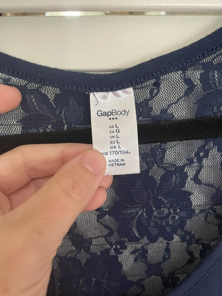 Camiseta sin mangas Gap Body azul marino algodón suave fluida espalda deportiva talla L Foto 3 de 4