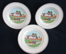 Set of 3 Villeroy & Boch Design Naif Going to Market Rimmed Soup Bowls