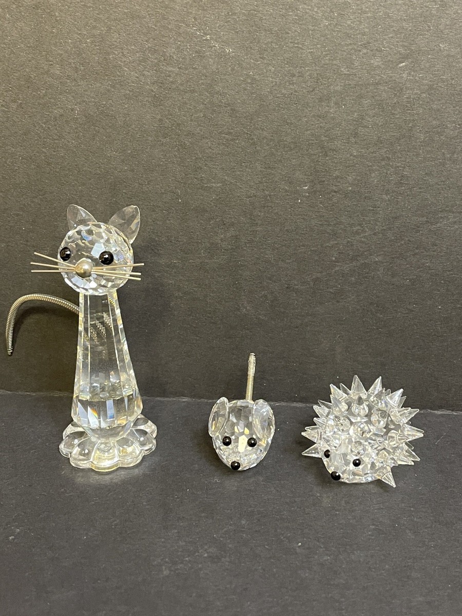 Swarovski Crystal Cat, Mouse, Porcupine w/ Display Mirror | eBay