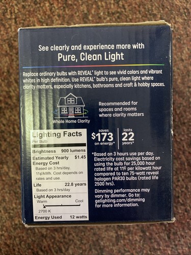 GE 2pk 75W Reveal PAR30 LED Light Bulbs Long Neck Adjustable Flood/Spot ⭐ - Picture 3 of 3