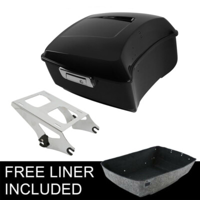 King Pack Trunk Two Up Mount Rack Fit For Harley Tour Pak Road King Glide 14-23