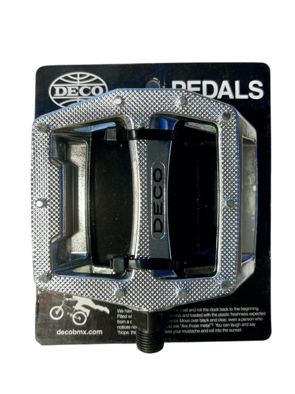 DECO BMX PC PEDALS CHROME NYLON 9/16" CHROMOLY SPINDLE FREESTYLE PLASTIC