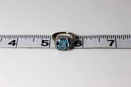 Lovely 14K White-Gold .14ctw Diamond & 1.58ct Topaz Halo Ring Size 4.75 - 4036 - Picture 6 of 6