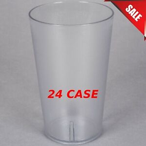24 oz Amber Round Restaurant Pebbled SAN Plastic Drinking Cup Tumbler 24-Pack
