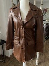 Madeleine Leder-Mantel Jacke Lederjacke Gr.36 S/M Longjacke Camel Braun Vintage
