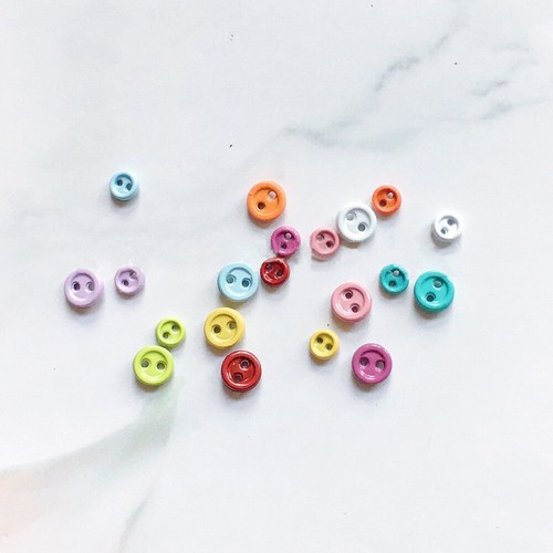 100Pcs Multi-Color 3mm 4mm Mini Alloy Buttons 2-Hole Sew Doll Baby Clothing DIY - Picture 6 of 7