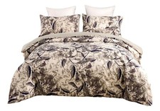 Tache Microfiber Abstract Wispy Leaf Taupe Grey Print Pattern Duvet Cover