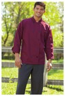 Burgundy Color Chef Coats, Black Plastic Buttons, Long Sleeve - 405