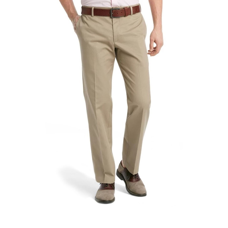 Izod Madison Chino Flat Front Slim Fit Sun Khaki O26-45BM000250 men ...