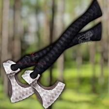 Lot of 2 Hand Forged Viking Valhalla Axe Norse Dane Axe Hunting Tomahawk Hatchet