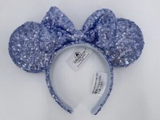 Minnie Mouse Ears 2023 Headband Disney Blue Sequins Bow Anniversary Mickey