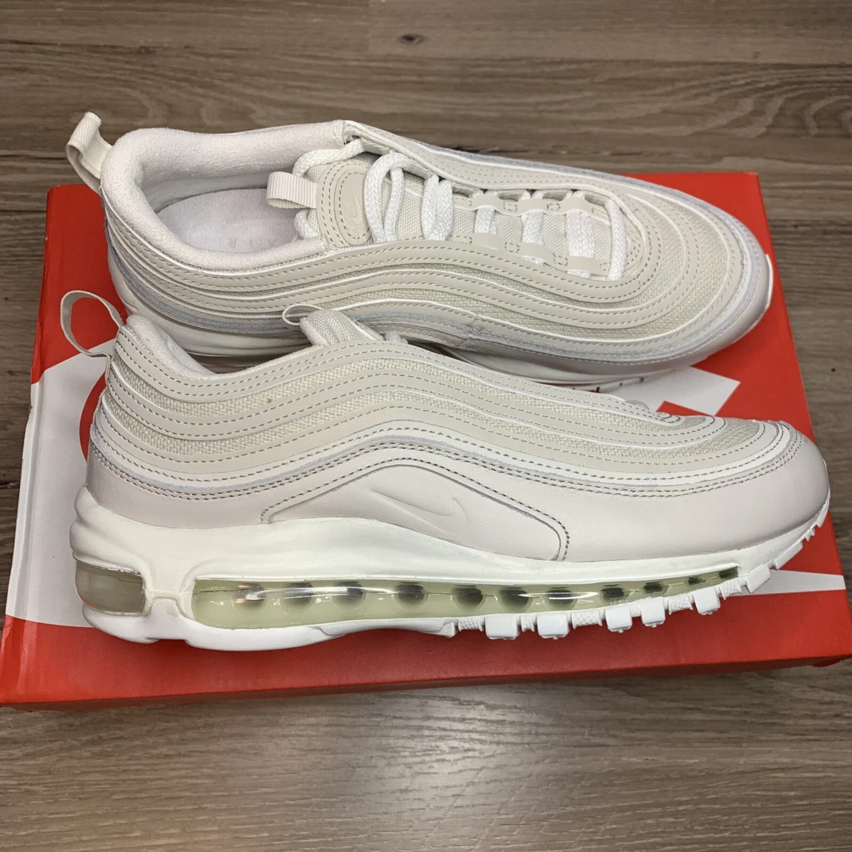 Nike Womens Air Max 97 Sneakers Shoes Light Bone Phantom Summit White  DJ9978-001