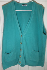 ONE WAY DESIGN WOMENS VEST TURQUOISE ONE SIZE 100% COTTON MADE IN USA EUC